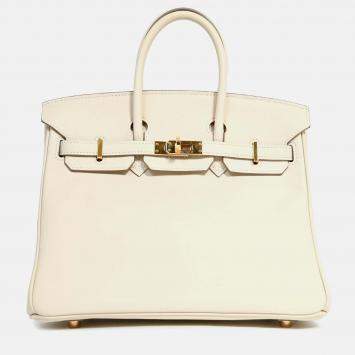 Pre Owned Hermes 2017 Craie Swift Leather Birkin 25