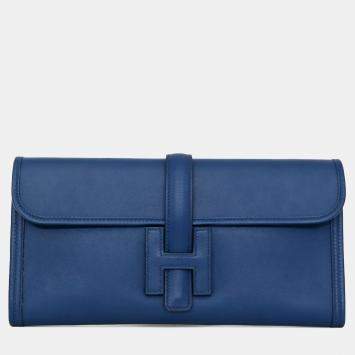 مملوكة مسبقًا حقيبة كلتش هيرمس جيج إيلان 29 أزرق سويفت 2014