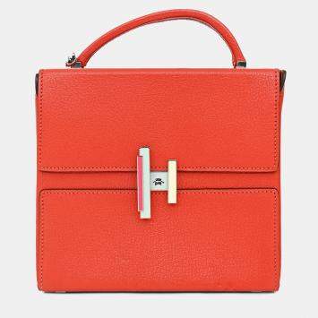 Pre Owned Hermes 2018 Red Mysore Leather Cinhetic Box Top Handle