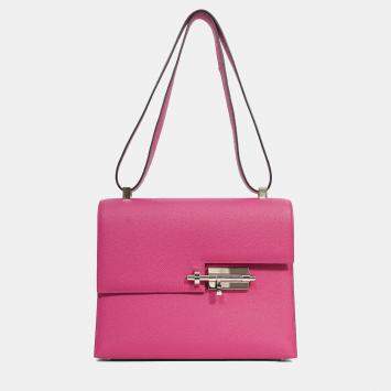 Pre Owned Hermes 2017 Rose Pourpre Epsom Leather Verrou 23 Crossbody Bag