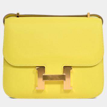Pre Owned Hermes 2019 Lime Swift Leather Mini Constance 18 GHW