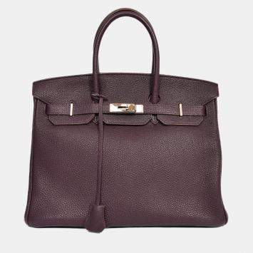 Pre Owned Hermes 2008 Raisin Clemence Leather Birkin 35
