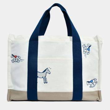 مملوكة مسبقًا Hermes White Canvas 'Adada Nappy' Tote Bag