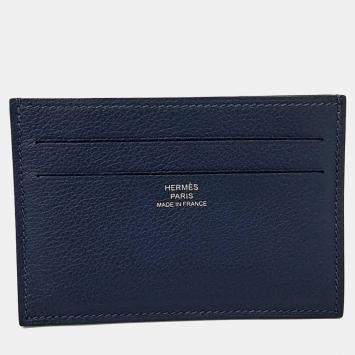 مملوكة مسبقًا Hermes Black Leather Citizen Twill Cardholder