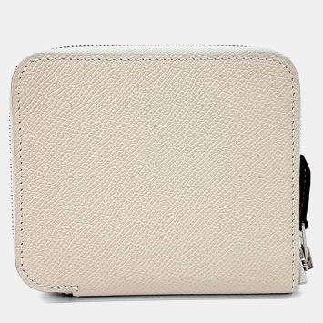 Pre Owned Hermes White Leather Silky Half Wallet K