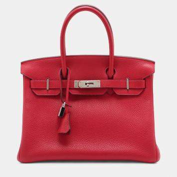 Pre Owned Hermes Rouge Casaque Togo Birkin Retourne 30