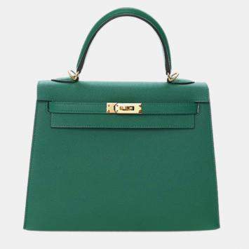 Pre Owned Hermes Green Epsom Kelly II Sellier 25