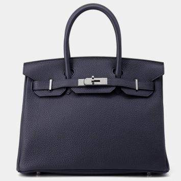 مملوكة مسبقًا Hermes Birkin Blue Nuit Togo Leather Size 30