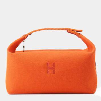 Pre Owned محفظة هيرمس بريد-أ-براق قماش برتقالي/بوردو مقاس جرام