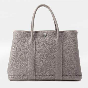 Pre Owned Hermes Garden Party TPM Grey Negonda Leather Tote Bag
