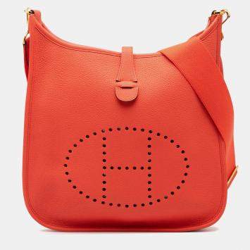 Pre Owned Hermes Orange Clemence Evelyne III 29