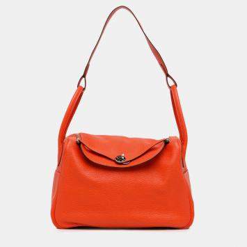 Pre Owned Hermes Orange Clemence Lindy 34