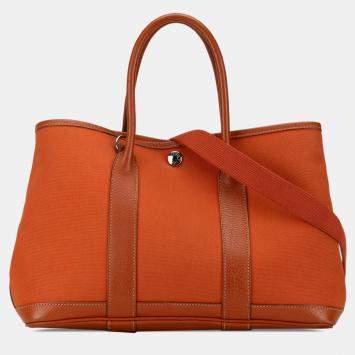 Pre Owned Hermes Orange Toile and Negonda Garden Party 30