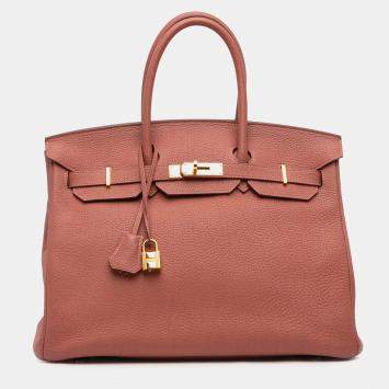 Pre Owned Hermes Gold Pink Togo Birkin Retourne 35