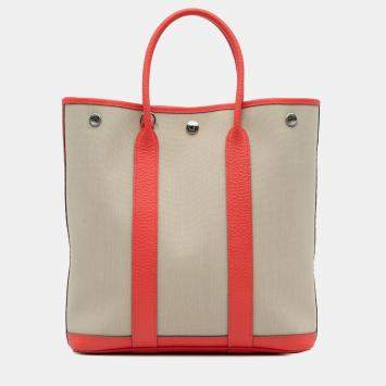 مملوكة مسبقًا Hermes Brown Red Toile and Negonda Garden File 28