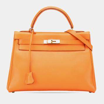 مملوكة مسبقًا Hermes Orange Gulliver Kelly Retourne 32