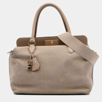 Pre Owned حقيبة هيرمس تولبوكس 33 جلد غزال/سويفت بني