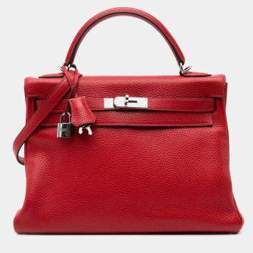 مملوكة مسبقًا Hermes Red Clemence Kelly II Retourne 32
