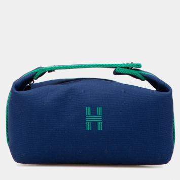 مملوكة مسبقًا Hermes Blue Green Small Toile Bride A Brac Case