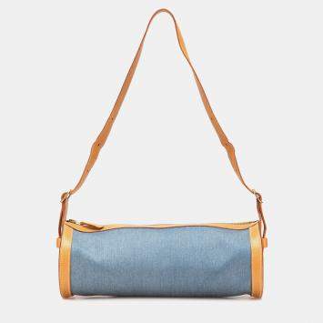 Pre Owned Hermes Blue Brown Denim and Calfskin Sac Doremi 33