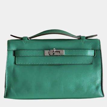 مملوكة مسبقًا Hermes Mini Kelly I Chevre Leather Mint Green with Palladium Hardware