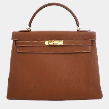 Pre Owned Hermes Brown Togo Kelly II Retourne 32