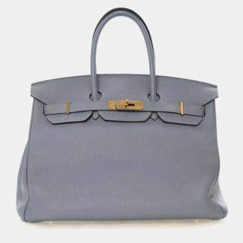 مملوكة مسبقًا Hermes Bleu Lin Togo Birkin 35