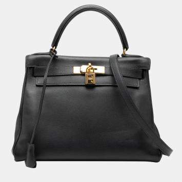 Pre Owned Hermes Black Togo Kelly II Retourne 28
