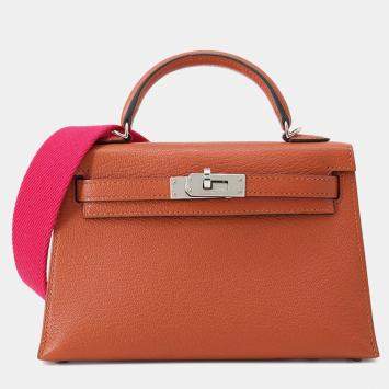 Pre Owned Hermes Mini Kelly 2 Cuivre/Rose Mexico Chevre Myzore Goatskin