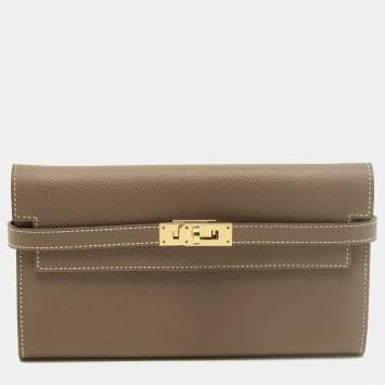 مملوكة مسبقًا Hermes Kelly Longue Etoupe Epsom Leather Continental Wallet