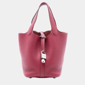 Pre Owned Hermes Red Clemence Picotin Lock 18