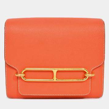 Pre Owned Hermes Orange Evercolour Leather Sac Roulis 23 Crossbody
