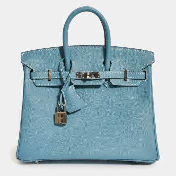 Pre Owned Hermes 2014 Blue Jean Epsom Leather Birkin 25