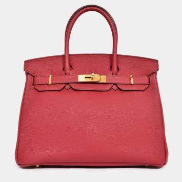 Pre Owned Hermes 2016 Rouge Clemence Leather Birkin 30 GHW
