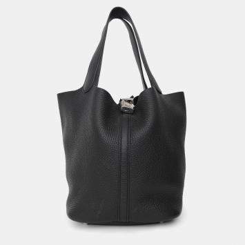 Pre Owned Hermes 2024 Black Clemence Picotin Lock 22 SHW