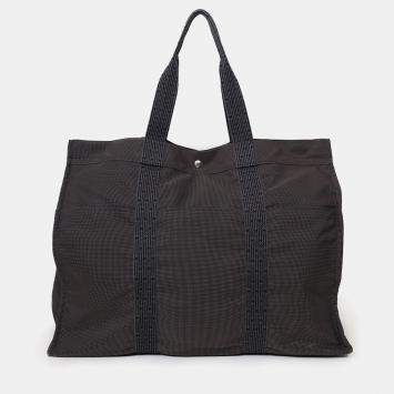 مملوكة مسبقًا حقيبة هيرمس هيرلاين TGM سفر قماش رمادي عتيق