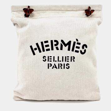Pre Owned Hermes Cream Fabric Aline Bag (D)