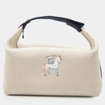 Pre Owned Hermes Brown Large Toile Bride A Brac Cabriole Case