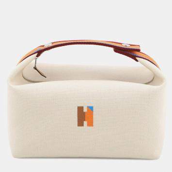 مملوكة مسبقًا Hermes Bride A Black H Pavilion Natural Canvas Size Gm