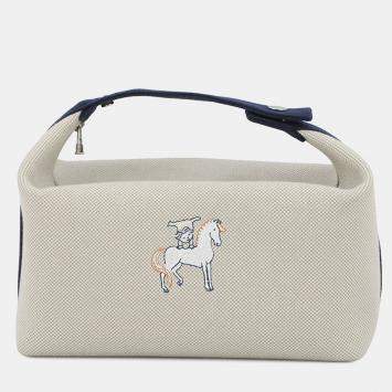 Pre Owned حقيبة هيرميس برايد أ براك كابريو قماش شحم مقاس جي إم