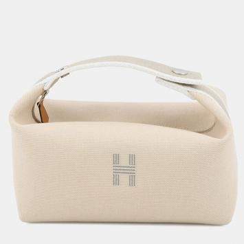 مملوكة مسبقًا Hermes Brid A Black Beige Canvas Size Pm