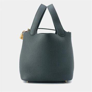 Pre Owned Hermes Picotin Lock Vert Mangrove Taurillon Clemence Size Pm