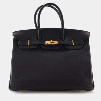 Pre Owned Hermes Black Togo Birkin Retourne 35