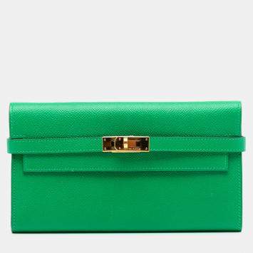 Pre Owned Hermes Green Epsom Kelly Longue Wallet