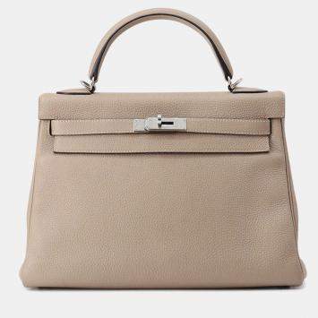 Pre Owned Hermes Kelly Retourne Gris Tourterelle Togo Leather Size 32