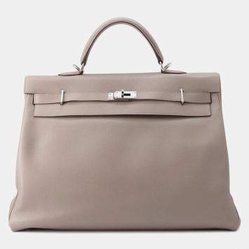 Pre Owned Hermes Kelly Voyage Gris Asphalt Taurillon Nobillo Size 50