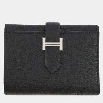 Pre Owned Hermes Bearn Combine Black Chevre Myzore Goatskin