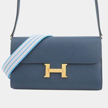 Pre Owned Hermes Constance To-Go Sangle Cordage Deep Blue Epsom