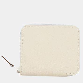 Pre Owned Hermes Azap Compact Silk In Craie Epsom