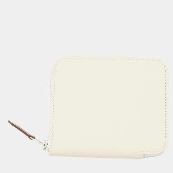 Pre Owned Hermes Azap Compact Silk In Nata Epsom